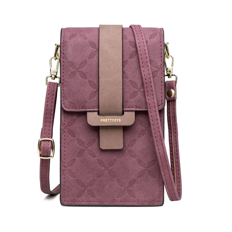 Women Wallet Flower Petals Plaid Small Shoulder Phone Purse