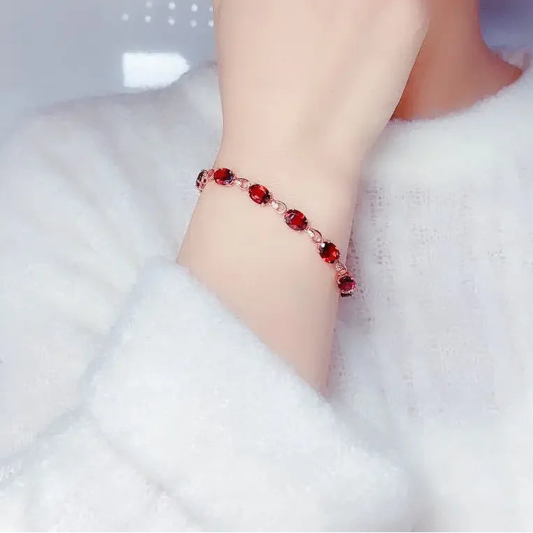 18k Rose Gold Original Bracelet Natural Ruby Gemstone Bracelet Jewelry