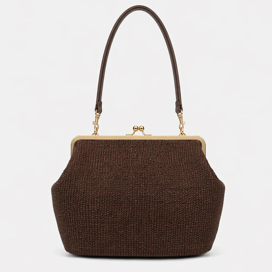 Fashion Large Striped Clip Shell Shoulder Bag Design
