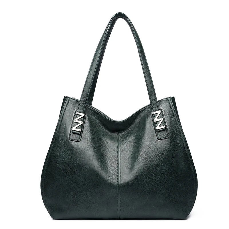 Big Retro Design PU Leather Shoulder Bags Trendy Female Handle Bag Lady Handbags
