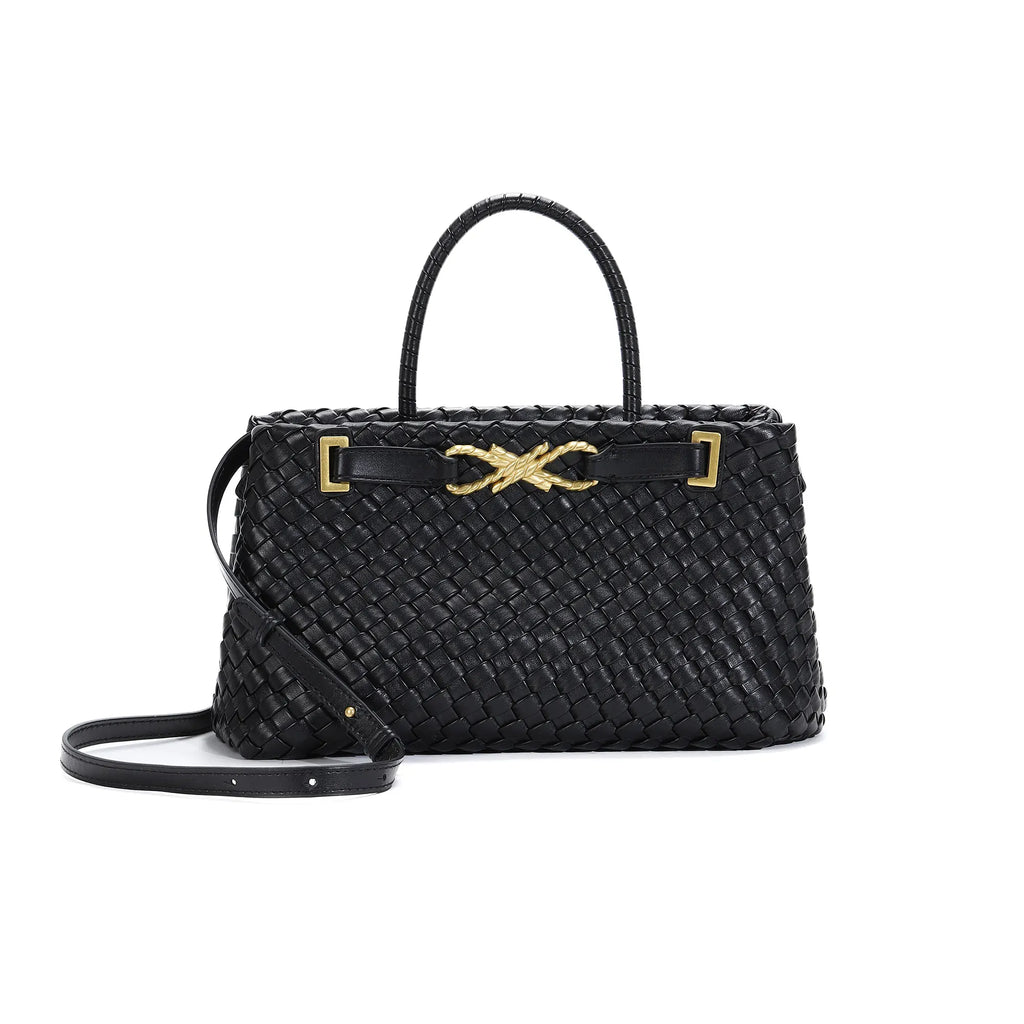 Woven Tote Bag for Women Vegan Leather Shoulder Handbag Design