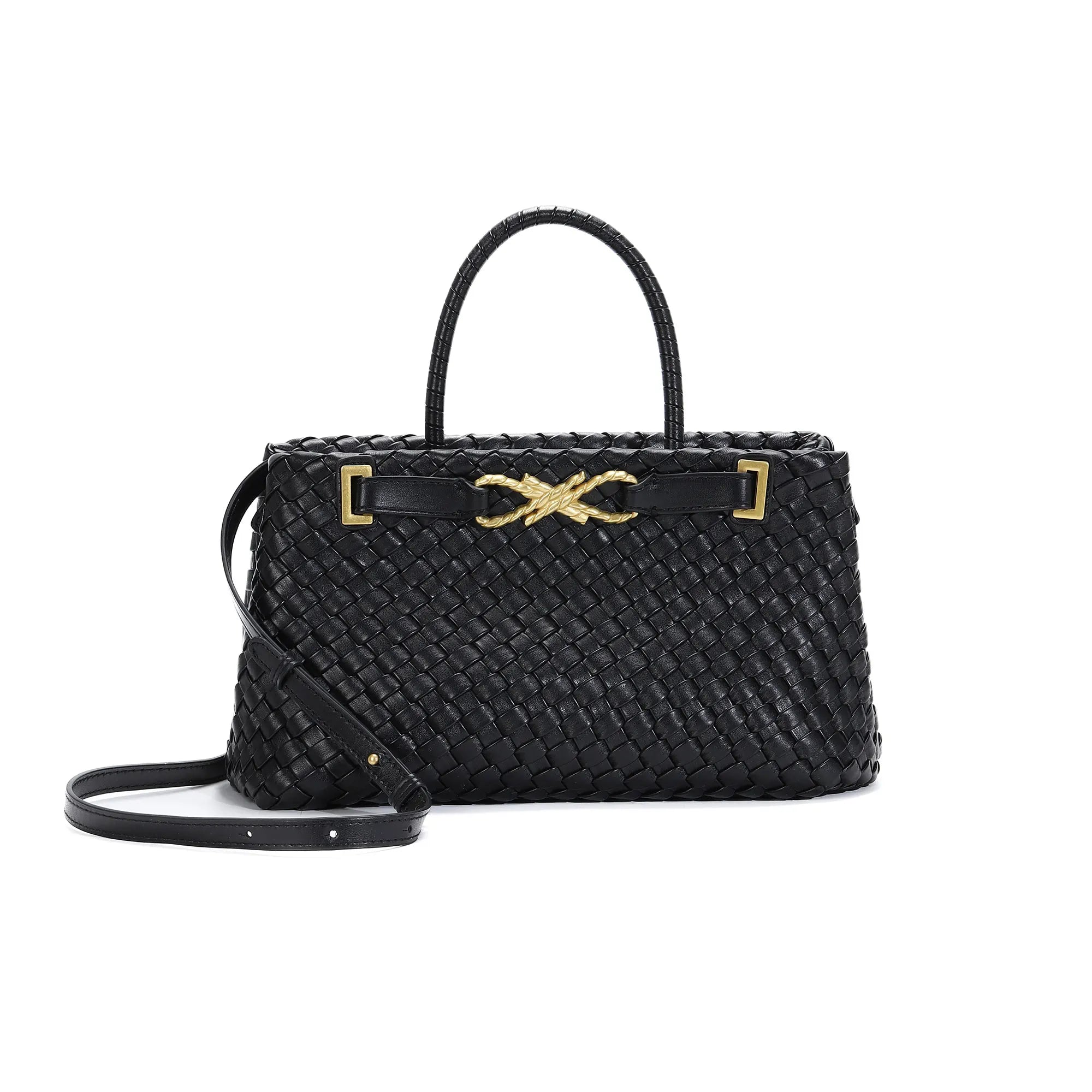 Woven Tote Bag for Women Vegan Leather Shoulder Handbag Design