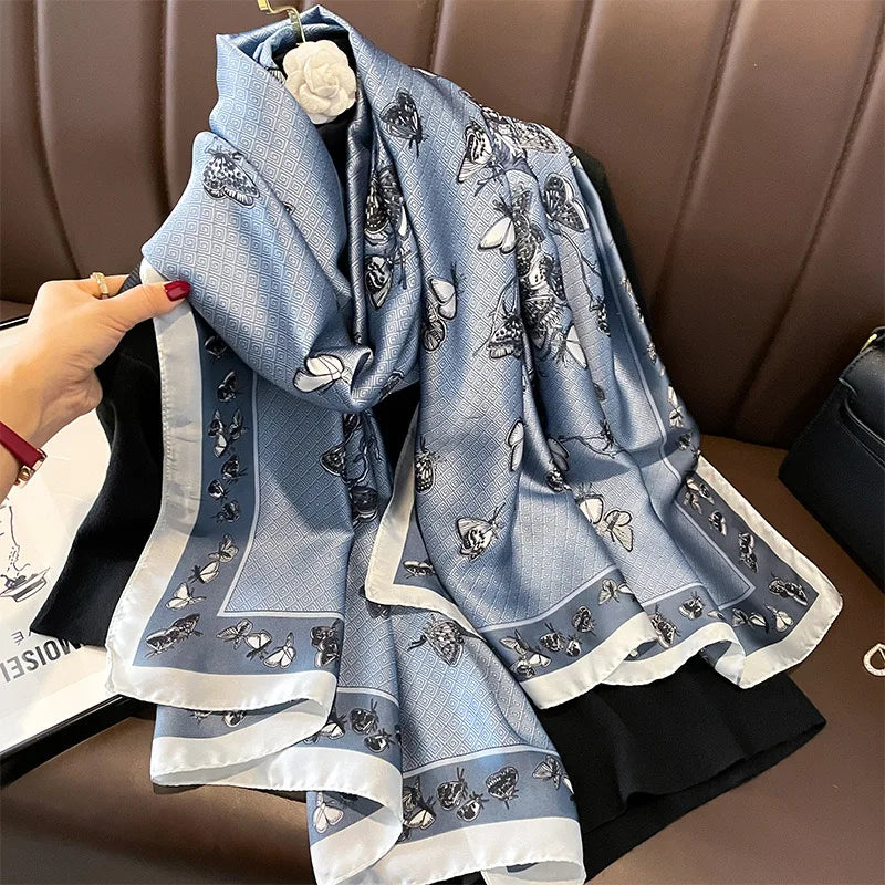 180*90cm Luxury Brand Women Scarf Summer Silk Shawl Lady Wrap Soft Design