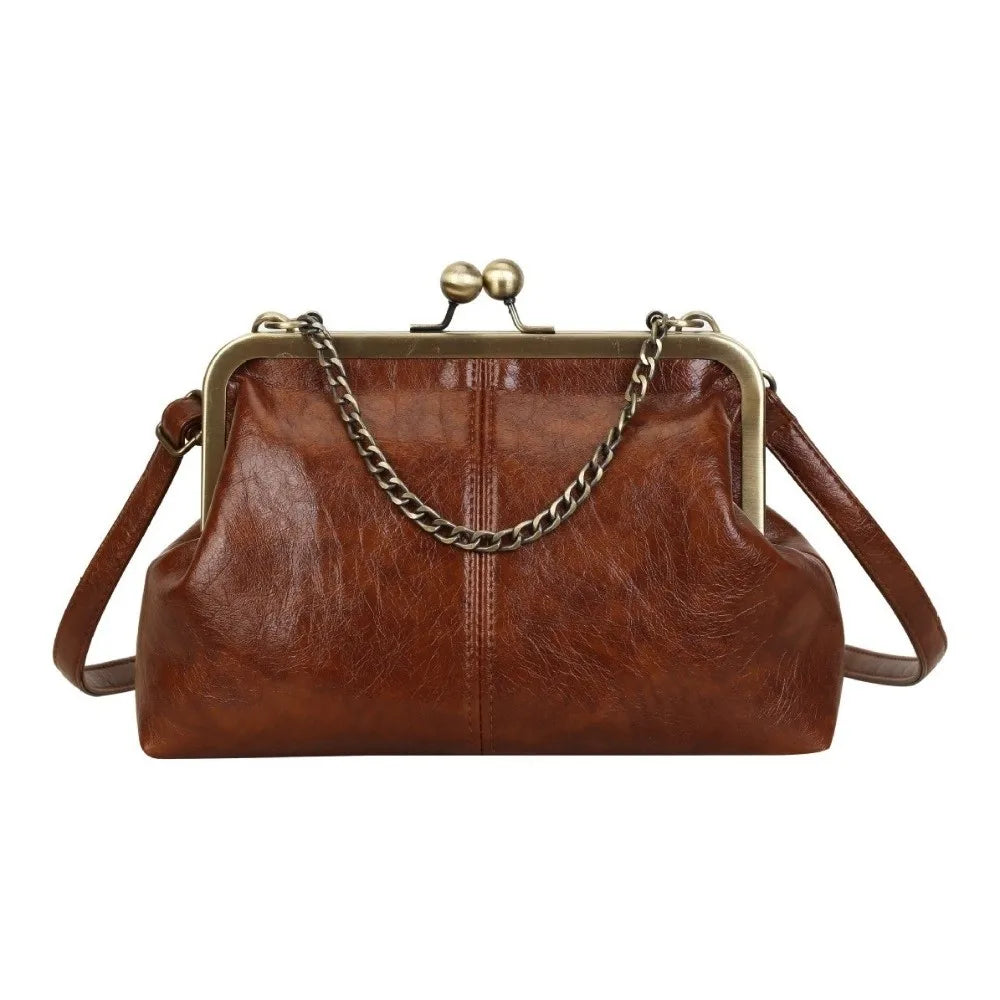 Trendy PU Leather Shell Handbag Retro Style Satchel