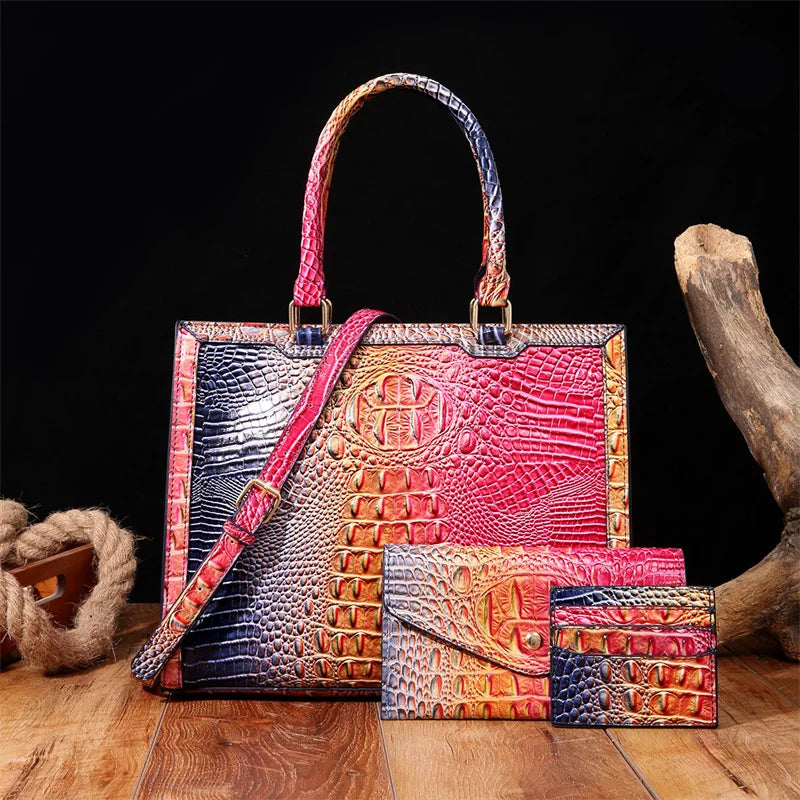 Trendy Vintage Crocodile Pattern Handbag Fashion Design