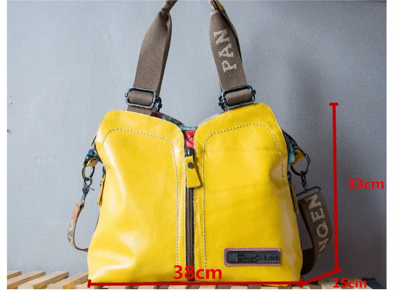 Leather Bag Fashion Large Capacity Flower Print Shoulder Bag