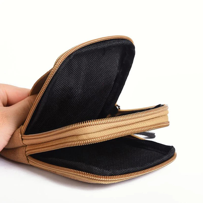 Casual Zipper Men Waist Bag Small Solid Color Card Holder