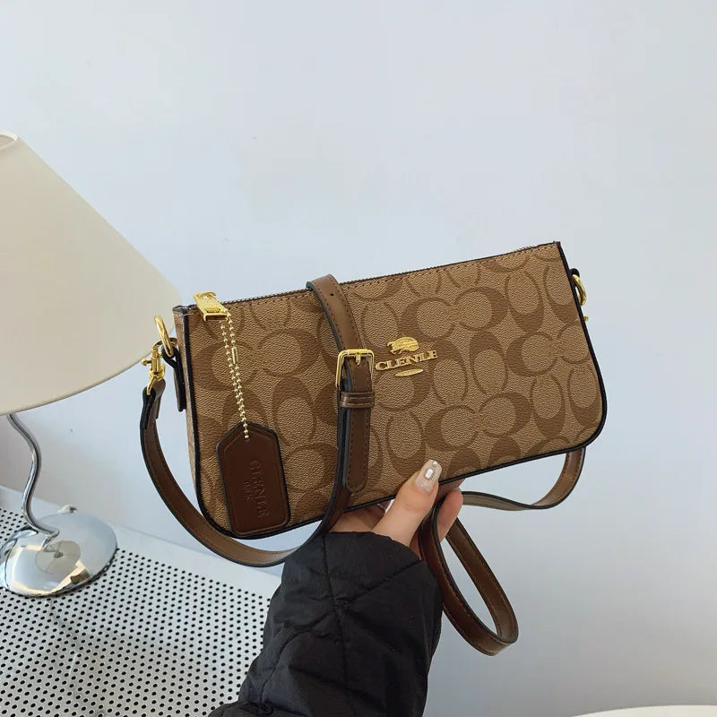 High-end Style Handbag with Chain Strap and Vintage Print