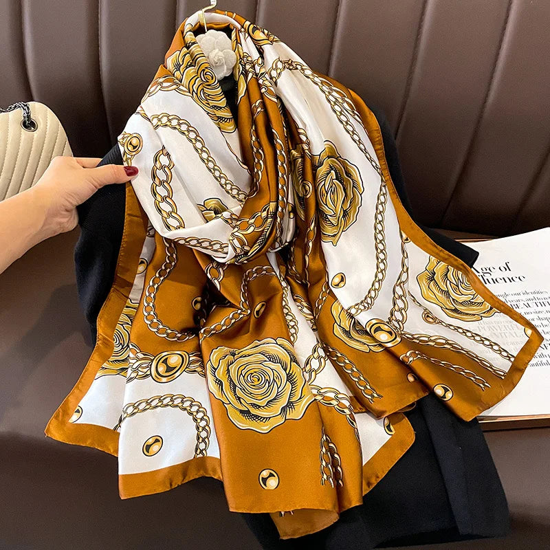 180*90cm Luxury Brand Women Scarf Summer Silk Shawl Lady Wrap Soft Design