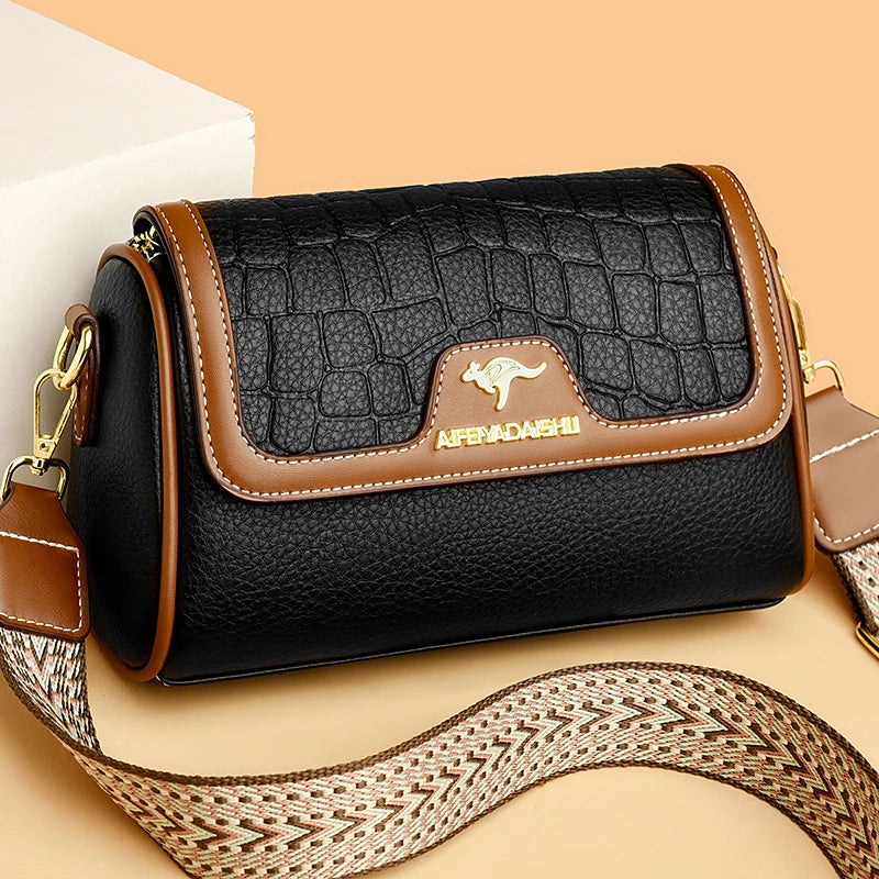 Stone Pu Leather Shoulder Bag Fashion Crossbody Square Satchel Bag