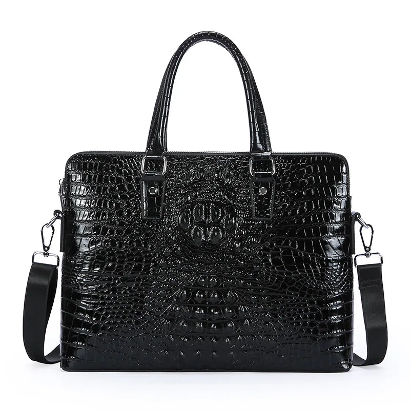 Crocodile Grain Laptop Bags Genuine Leather Men's Briefcase