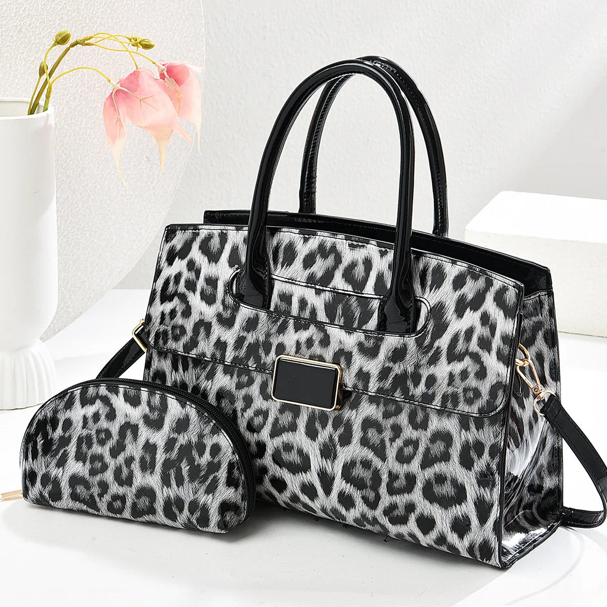 Fashionable Leather Leopard Print Handbag Luxury Shoulder Bag