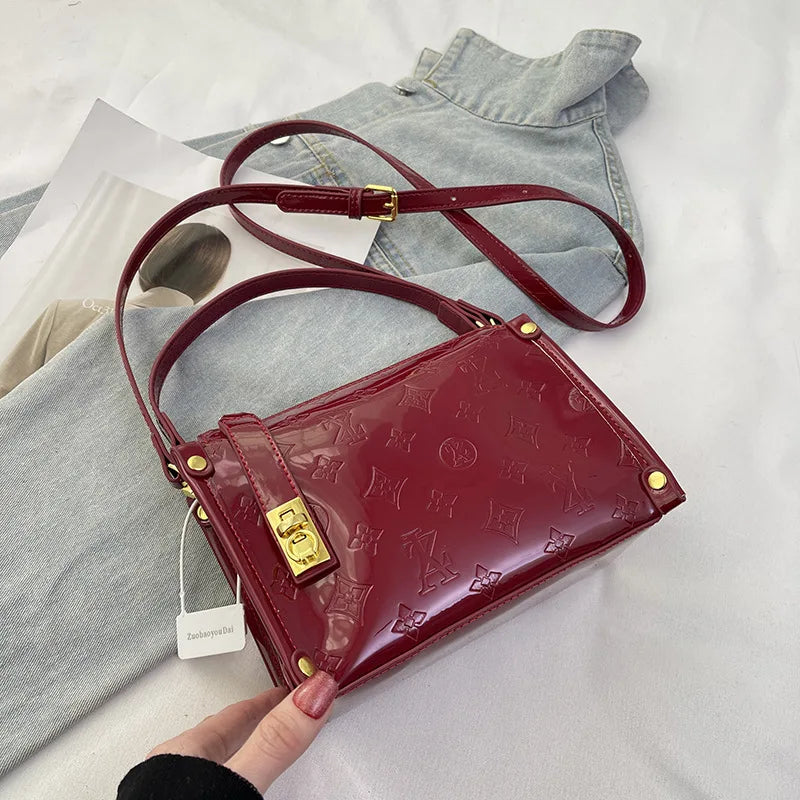Classic Design Collection Luxury Lacquered Leather Box Handbag