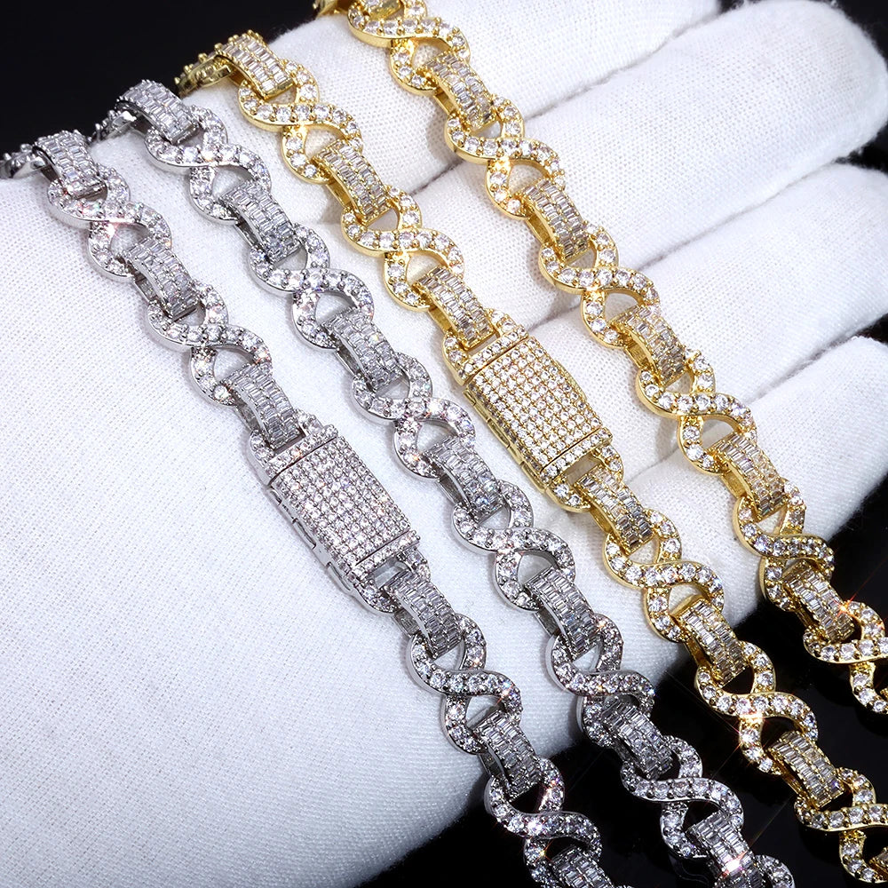 10mm Iced Out Infinite Chain Bracelet Bling Cubic Zirconia Bracelet Jewelry