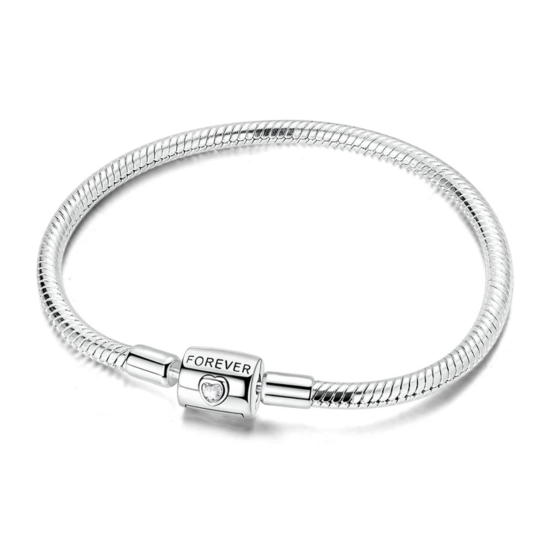 925 Sterling Silver 17-20CM Golden Heart Shaped Bracelets