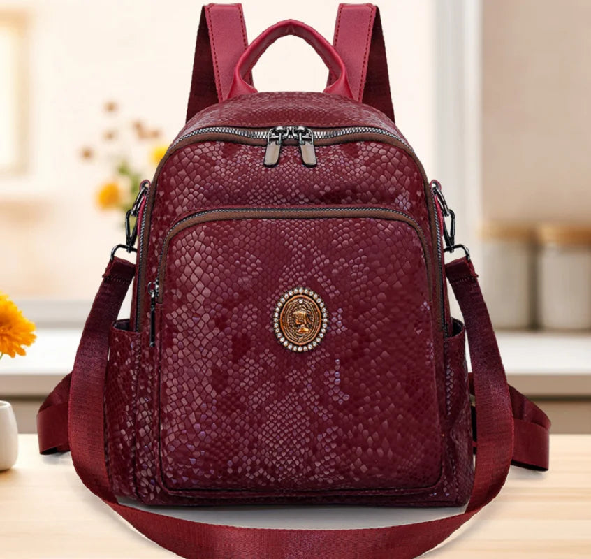 Fashion Trend Soft Leather Multi functional Travel Backpacks Large Capacity