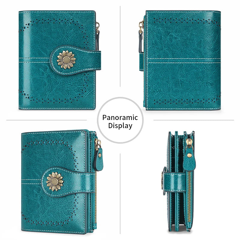 Genuine Leather RFID Wallet Women Clutch Credit Card Holder