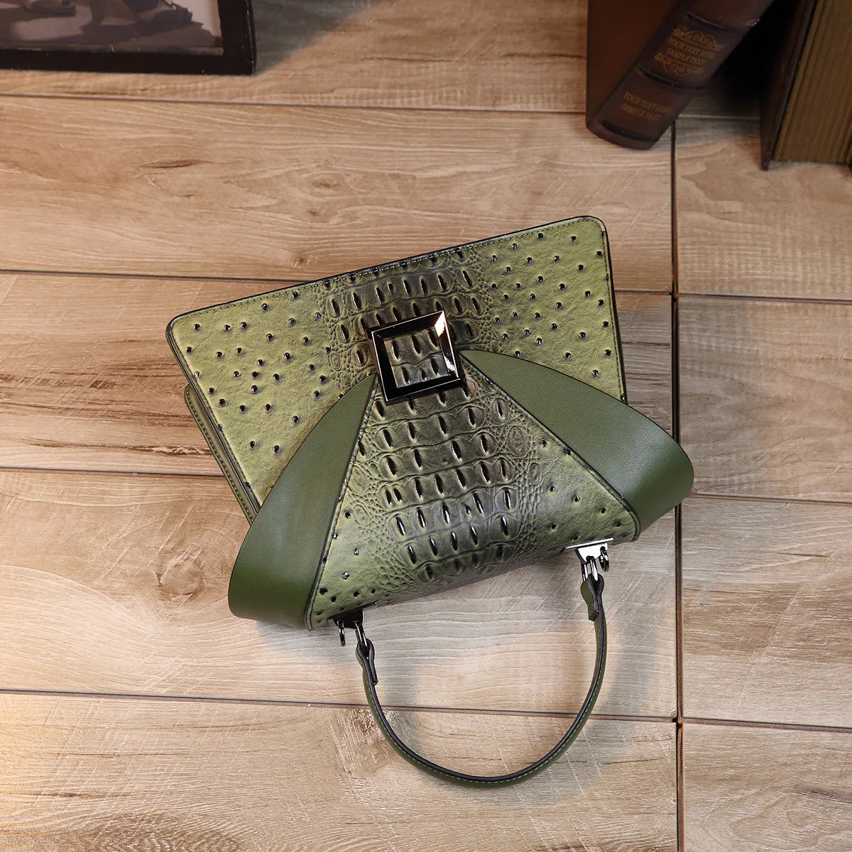 Luxury Design Cowhide High Quality Crocodile Print Handbag