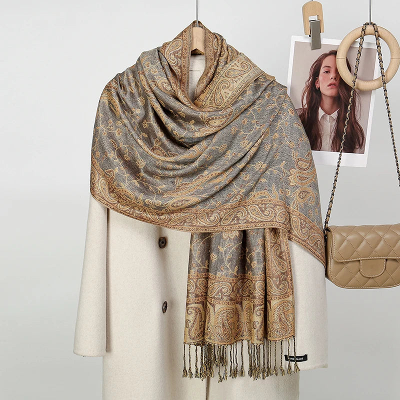 Paisley Embroidery Retro Cashew Cotton Scarf Wraps