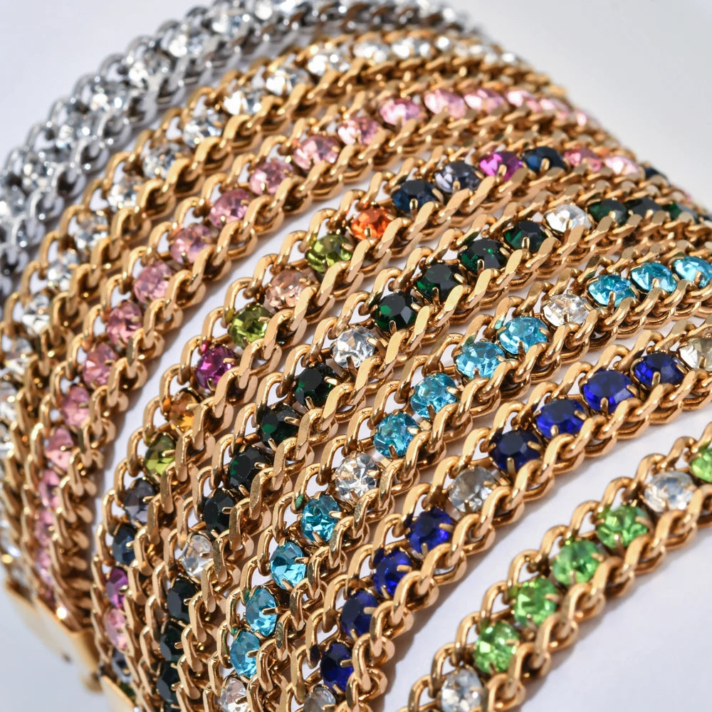 Gold Color Woven Crystal Cubic Zirconia Bracelet Jewelry