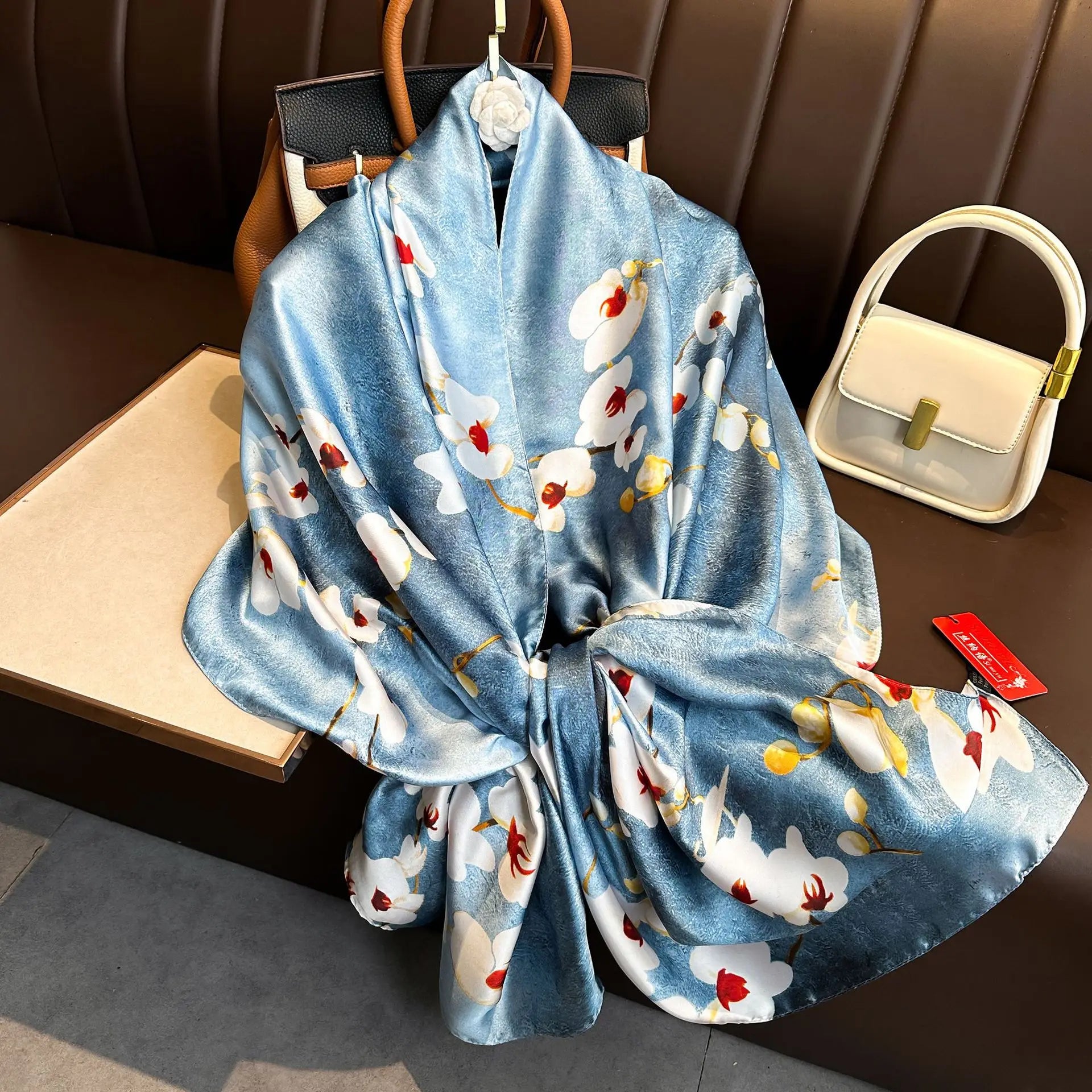 Luxury Brand Silk Scarves Women Fashion Print 180X90CM Long Silk Headscarf