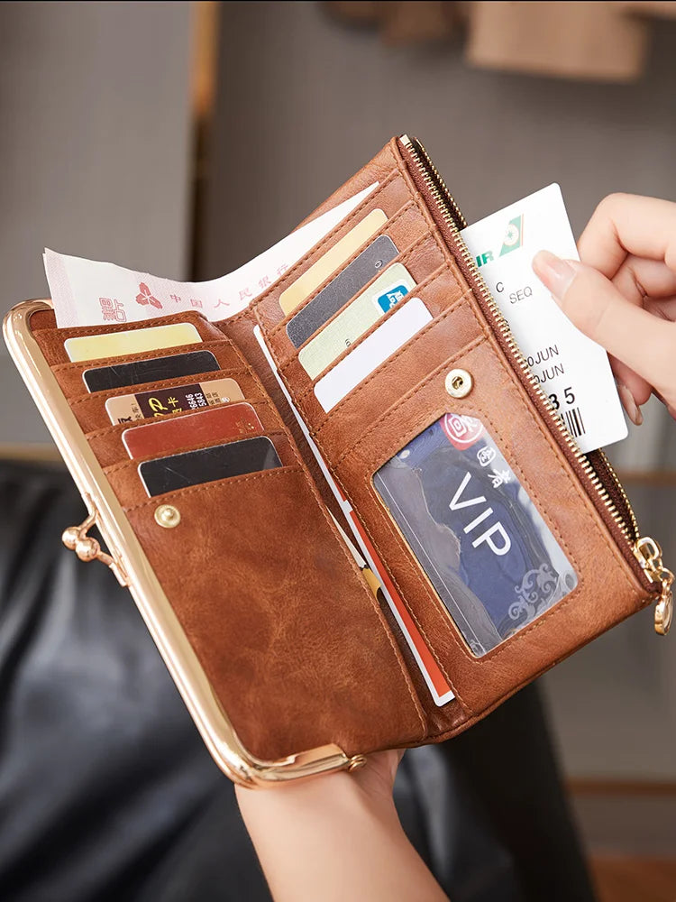 Multi Functional Long Wallet Vintage Clutch Coin Purse Card Holder Zipper Wallet