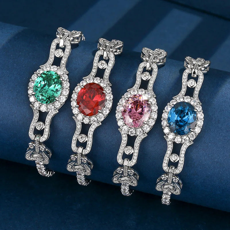Adjustable Bracelet Colorful Oval Cubic Zirconia Vintage Style