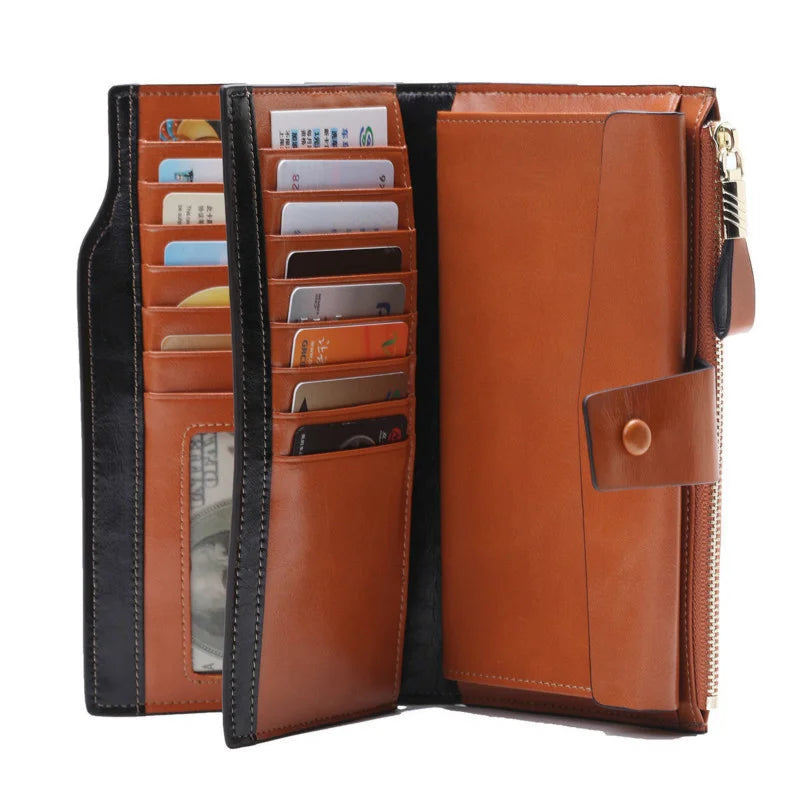 Women Leather Wallet For Cell Phone Genuine Leather Purse Coin Purse