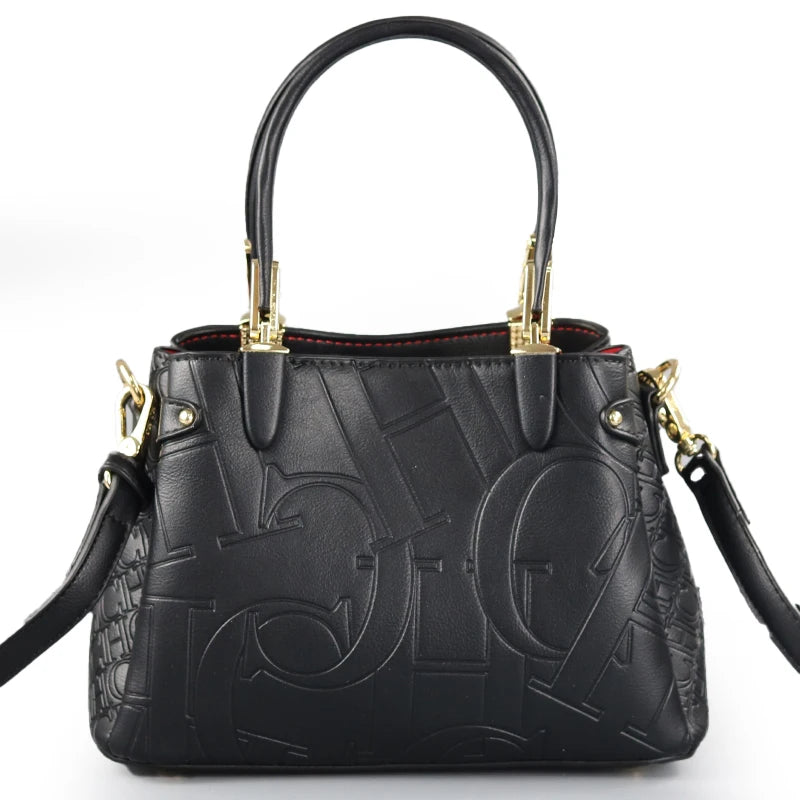 Fashion Embossed Handbag Luxury PU Leather Top Handle Bag