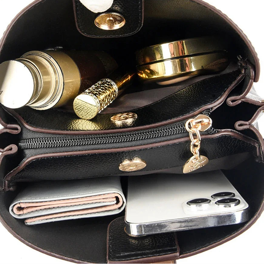 High Quality 3 Layers Purse and Handbag Luxury Leather Crossbody Small Tote