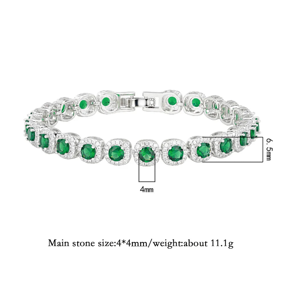 Retro 4*4mm Ruby Emerald Sapphire Bracelets for Women Gemstone Fine Jewelry