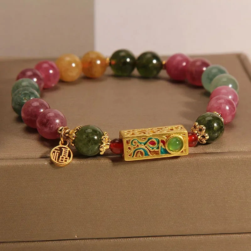 Natural Jade Agate Bracelet Exquisite Flower Design