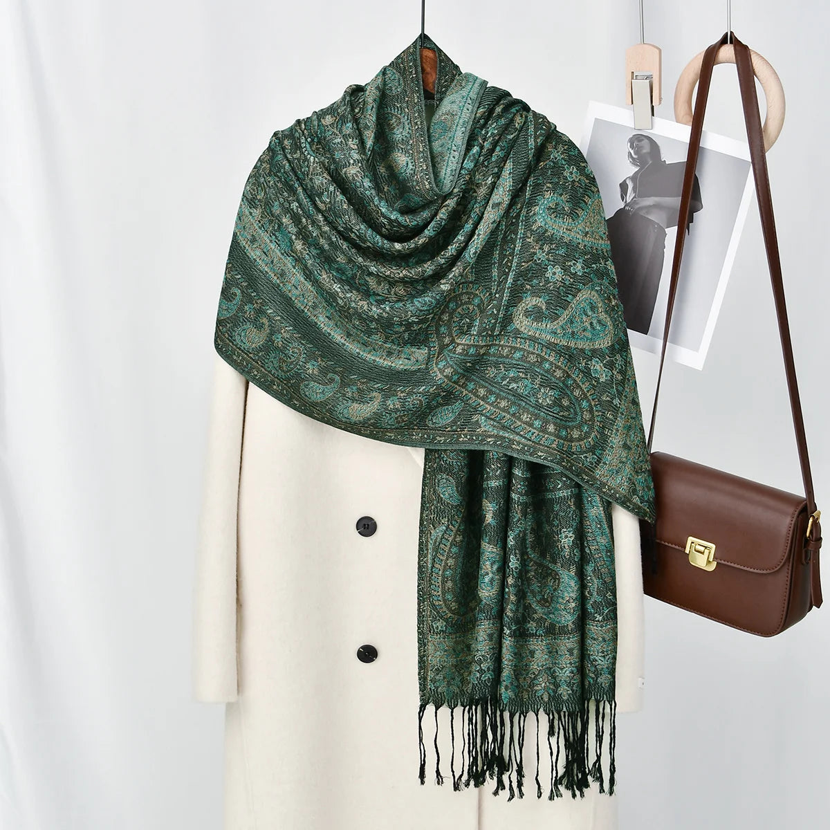 Retro Jacquard Paisley Tassel Scarf Cotton Shawls