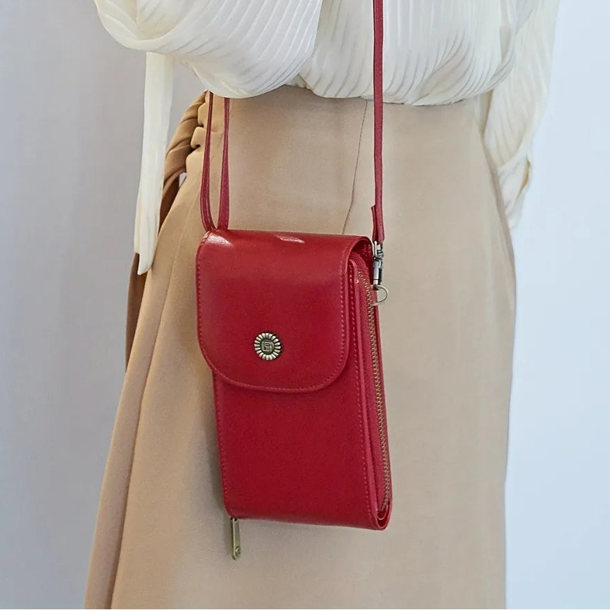Crossbody Phone Wallet Soft Leather Wallets Vintage Cell Phone Purse Versatile