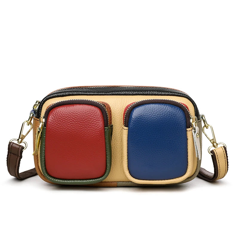 High Quality Thick Genuine Leather Multiple Pockets Messenger Bag