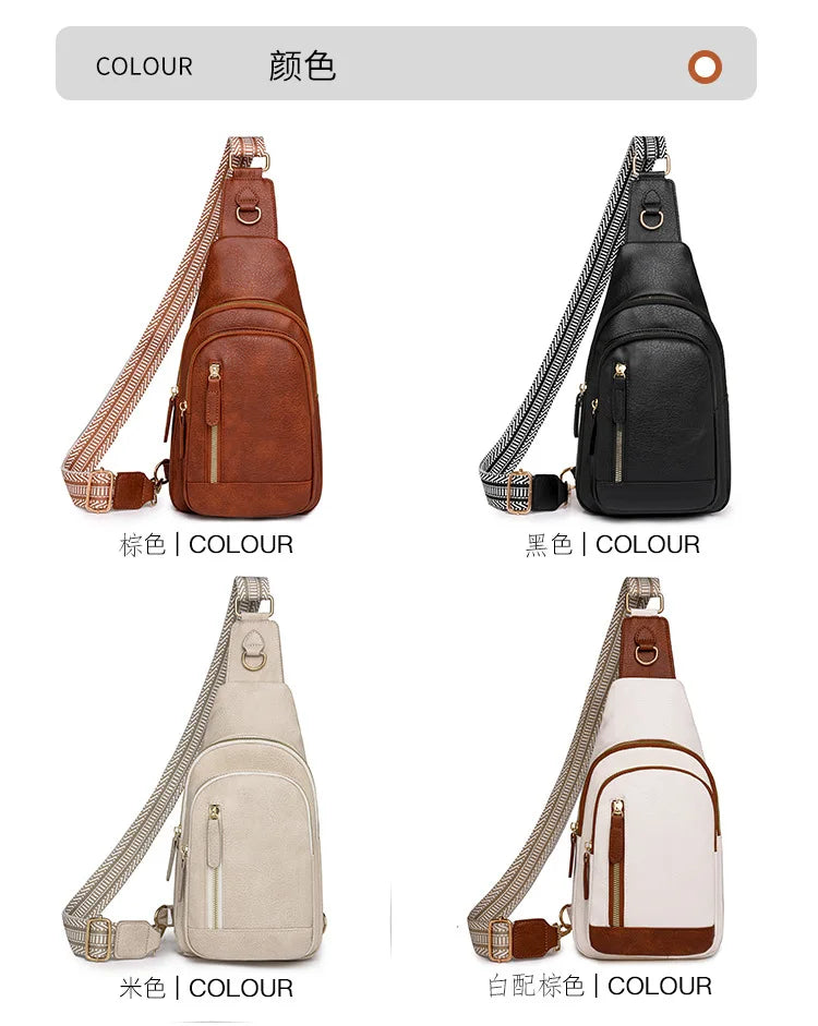 Retro Style Women's Fashion Chest Bag Multilayer Large Capacity Shoulder Bags