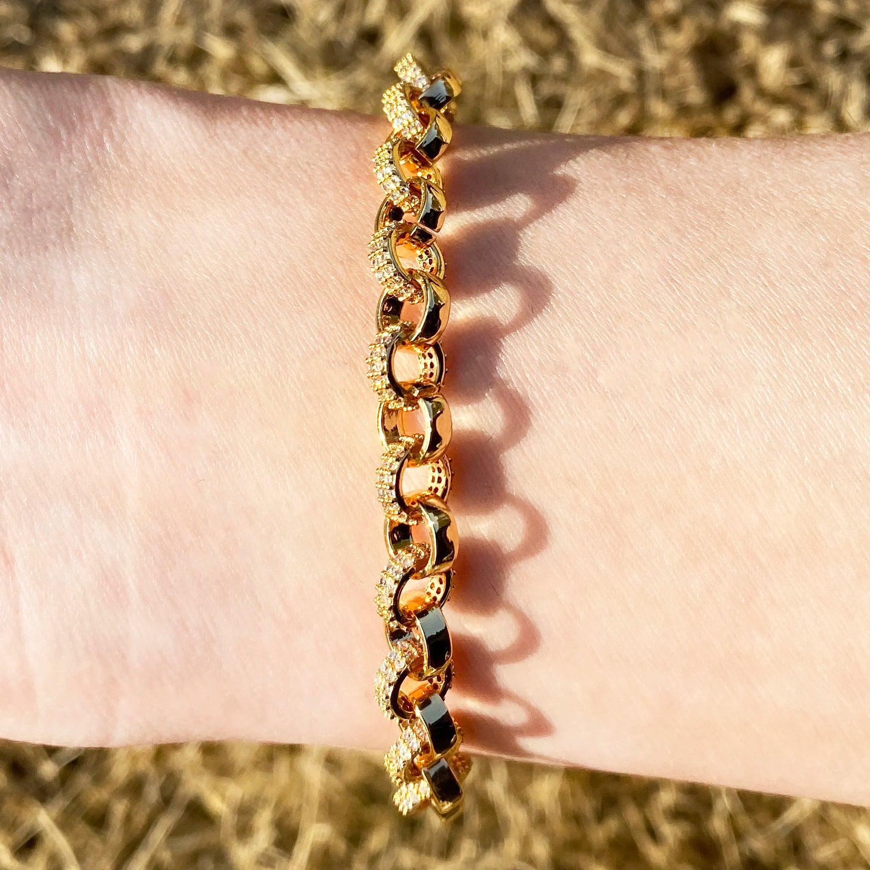 Tiny Belcher Bracelet for Women Iced Out Real Gold Plated Jewelry
