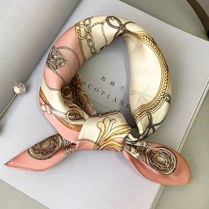 100% Real Silk Scarf Geometric Retro Fashion Scarves