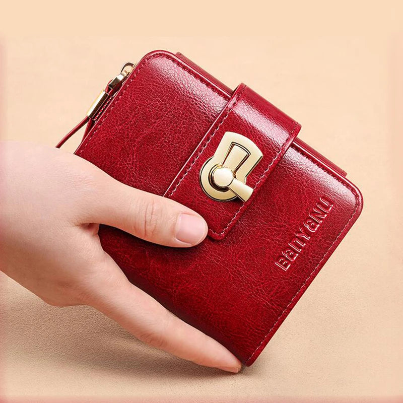 Genuine Leather Purse Wallet Small Zipper Card Holder