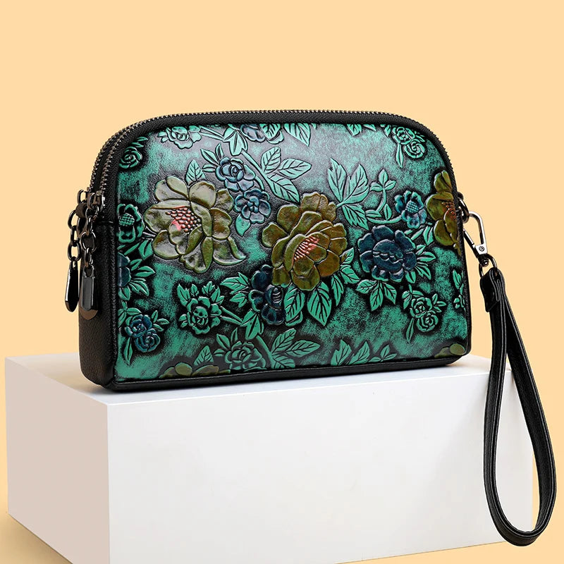 High Quality Leather Luxury Design Retro Ethnic Style 3D Printed Shoulder Bag