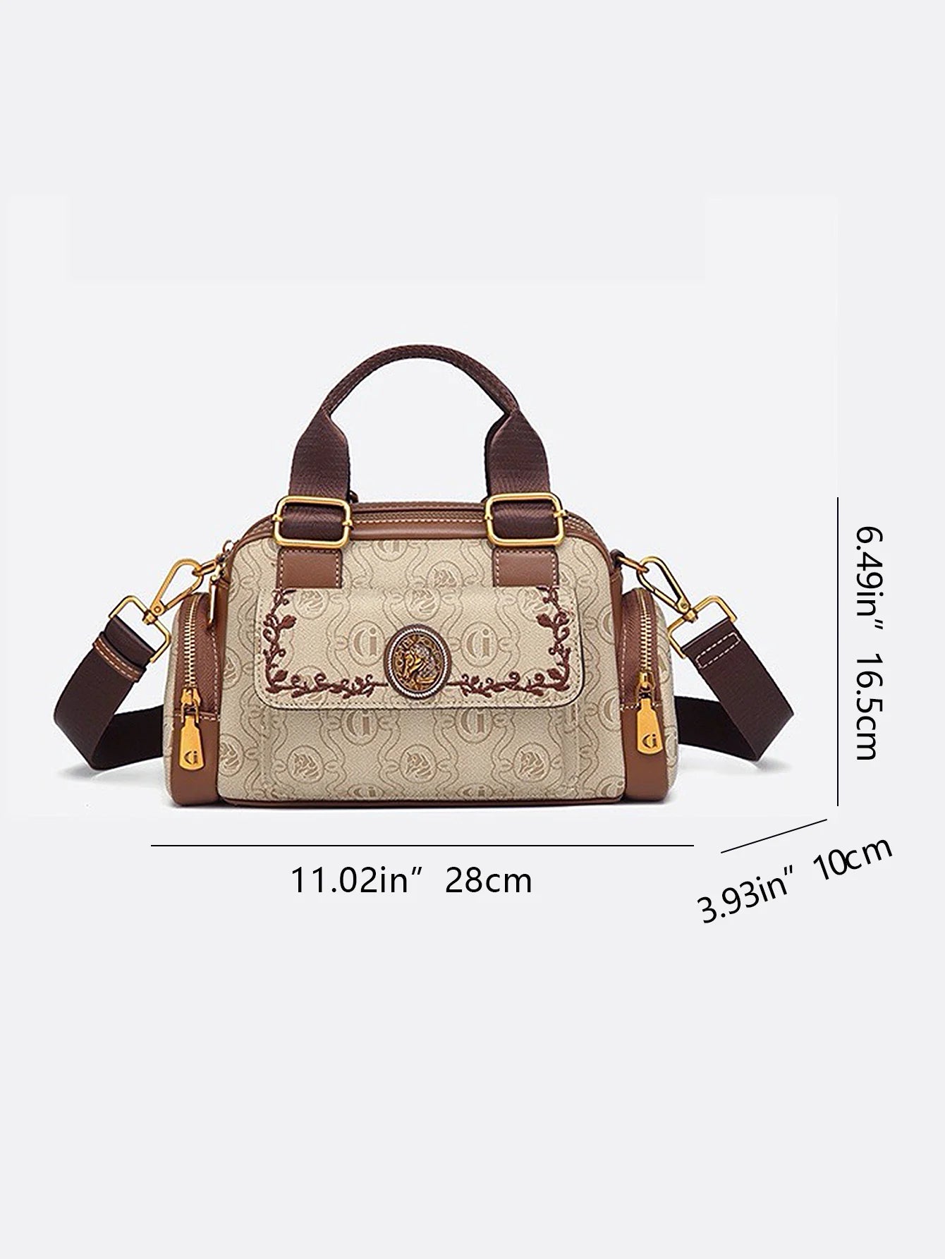 Fashionable multi-pocket style casual and versatile handbag retro shoulder bag