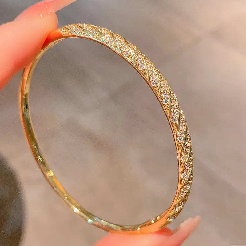 18k Gold plated brass jewelry bangle luxury court style trendy fashion bangle bracelet