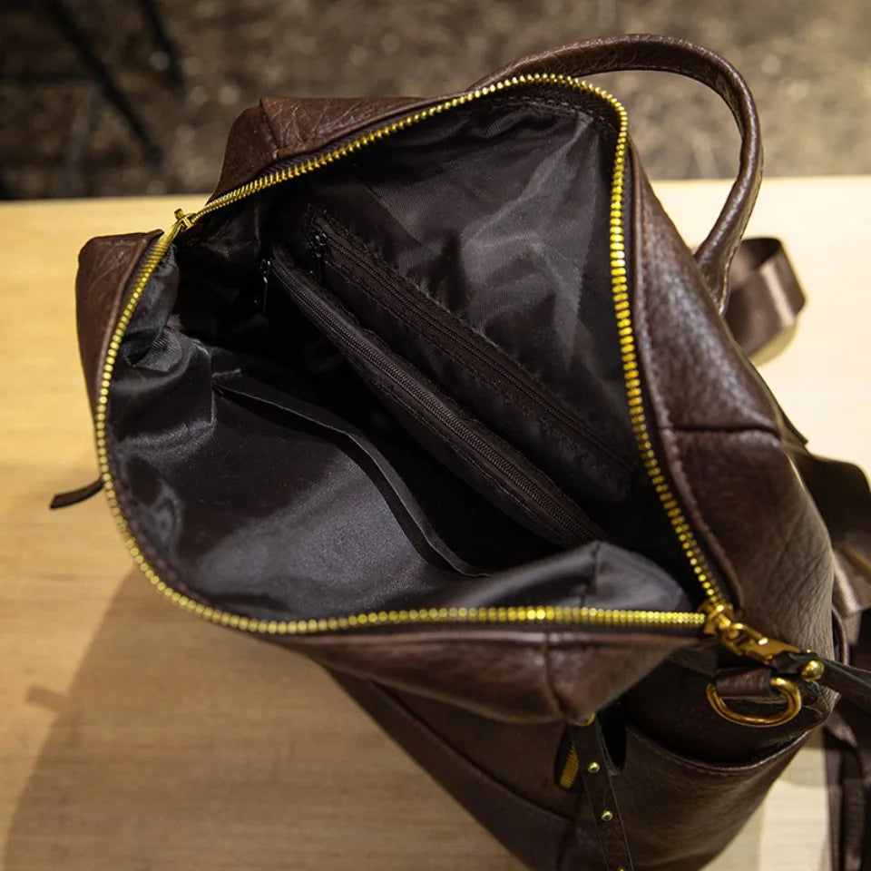 Vintage Top Quality Leather Backpacks Large Capacity