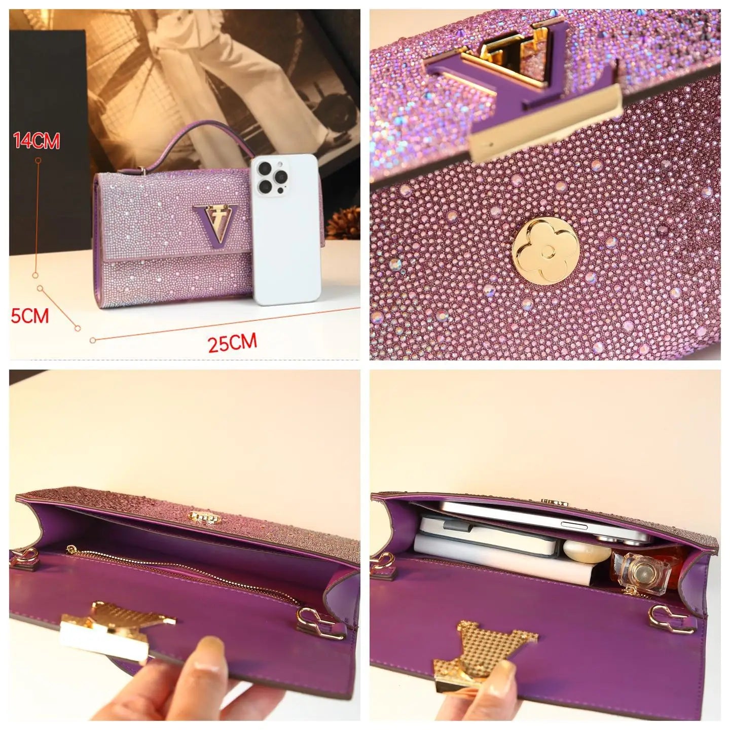 Elegant Leather Classic Design Large Capacity Bag Luxury Clutch