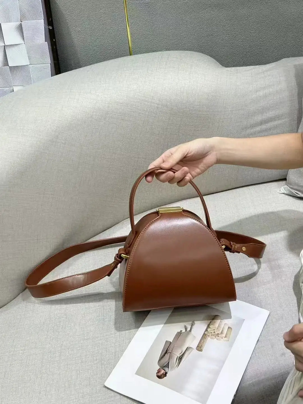 Fashion Niche Design Semi-circular Box Shape Crossbody Bag