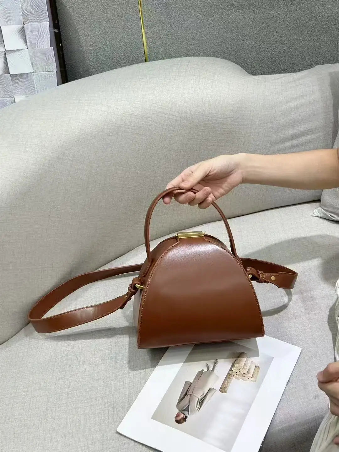 Fashion Niche Design Semi-circular Box Shape Crossbody Bag