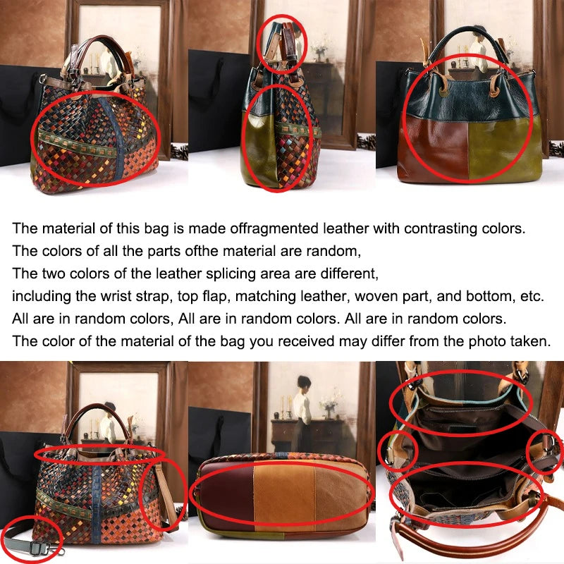Retro women's handbag with a top layer of cowhide large capacity