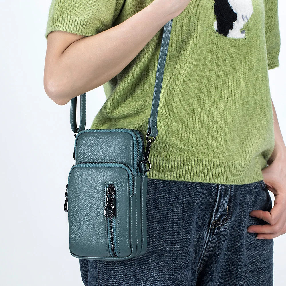Small Crossbody Wallet Phone Bag Leather Mini Crossbody Vertical Cell Phone Bag