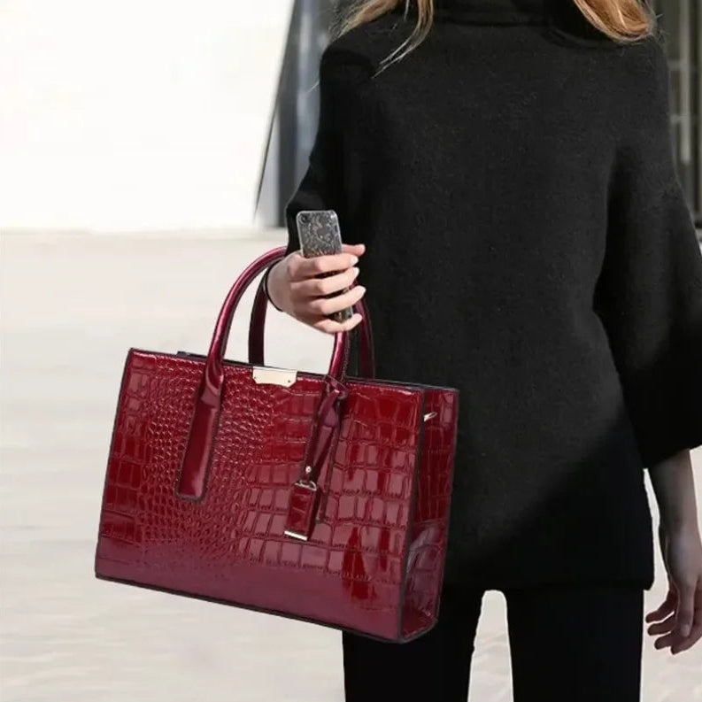 Large Capacity Crocodile Pattern Shoulder Tote Bag Leather Purses and Handbags