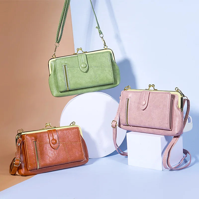 Pu Leather Zip Crossbody Shoulder Clutch Bag Purse Wallet Mobile Phone Bag